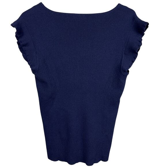 Point Sur Women's Ribbed Sweater Wool Blend Flutter Sleeve Size S Flattering Cut - Picture 2 of 7